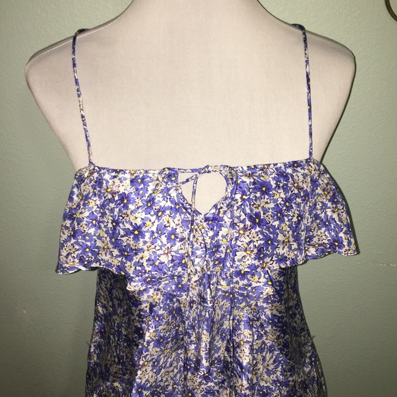 Banana Republic blue floral print ruffle tank top - Picture 2 of 8
